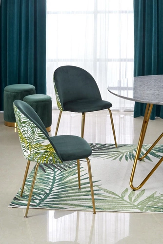 Jídelní kulatý stůl Cristallo 120 cm moderní šedý mramor glamour zlaté nohy