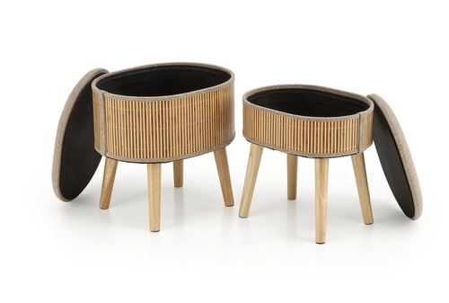 Sada 2 béžových taburetů Coti Intesi s úložným prostorem na vysokých nohách do obýváku a ložnice