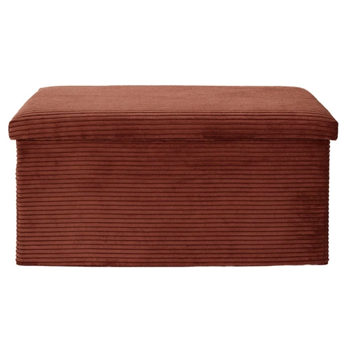 Skládací taburet s úložným prostorem z manšestru v barvě terakoty do obýváku a předsíně Velse Scott Intesi