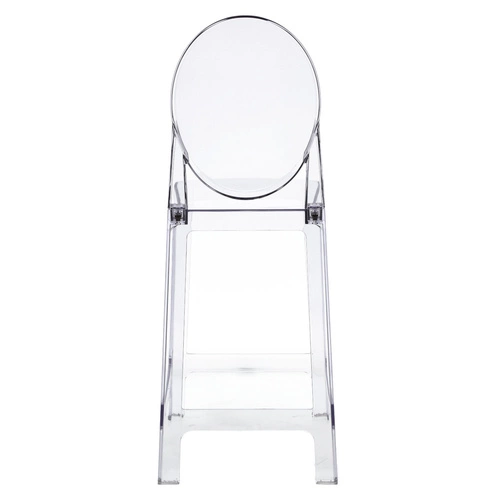 Průhledný barový stoliček s opěrkou Viki 65 cm moderní k kuchyňskému ostrůvku inspirovaný Victoria