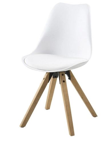 Jídelní židle Dima bílá plast a dub Actona snadno čistitelná skandinávský styl