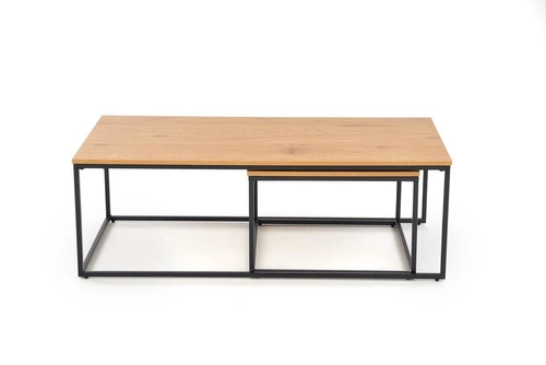 Sada 2v1 loftových konferenčních stolků Moxford dub zlatý a černý do obýváku