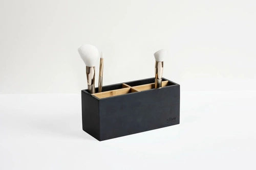 Bambusový černý organizér na kosmetiku do koupelny Natureo, 4 přihrádky 5five simply smart