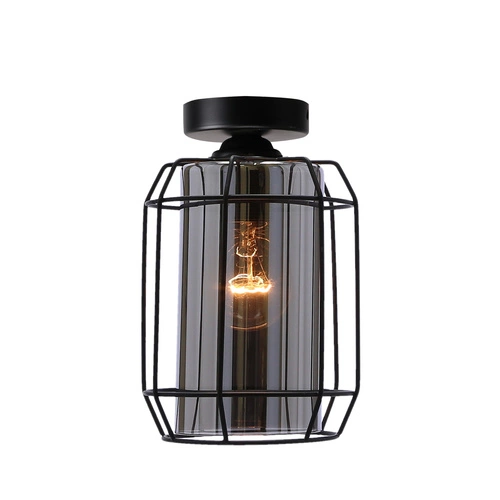 Moderní stropní lampa Jonera černá s kouřovým sklem do obýváku a ložnice