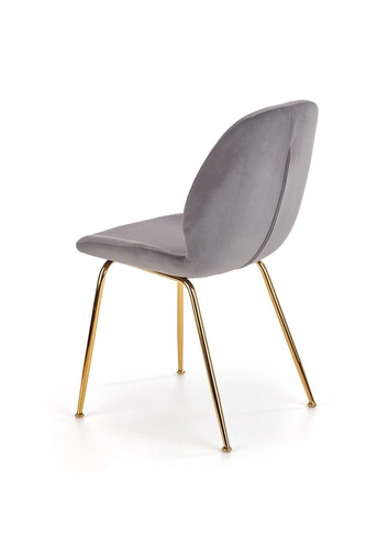 Čalouněná sametová židle Brema šedá se zlatými nohami glamour do obýváku a jídelny