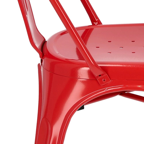 Kovová jídelní židle Paris červená ve stylu industriálním inspirovaná Tolix do kuchyně