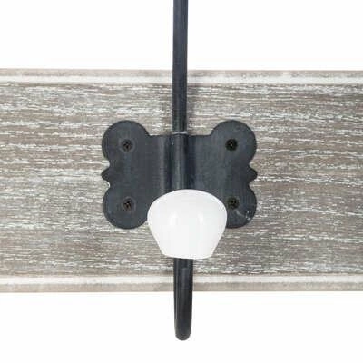 Nástěnný věšák do předsíně Ruben světlá šedá 5 háčků vintage Atmosphera MDF