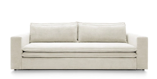 Rozkládací pohovka s úložným prostorem Ulnes bílý manšestr 3místná do obývacího pokoje na spaní