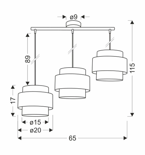 Toscana závěsná lampa černá 3x60W E27 stínidlo vínová+černá