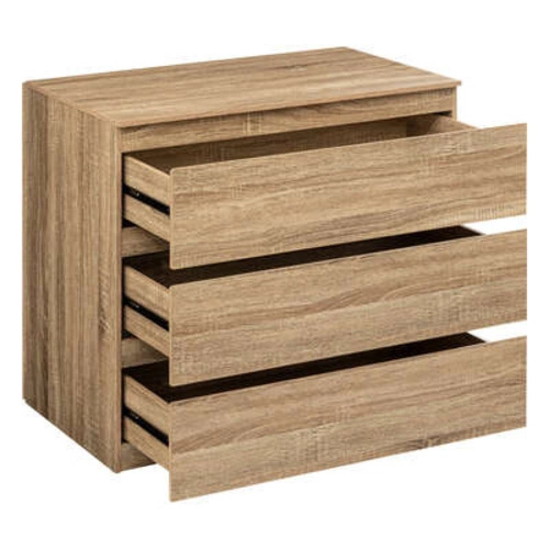 Komoda Dolo s 3 zásuvkami na nožkách, moderní komoda do obýváku a ložnice, přírodní 73 cm