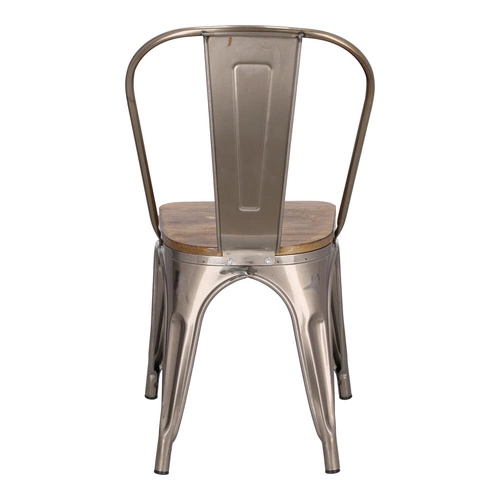 Jídelní kovová židle Paris Wood D2.DESIGN s dřevěným sedákem v industriálním stylu