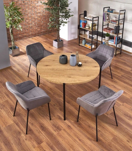 Kulatý stůl Moris dub zlatý/černý