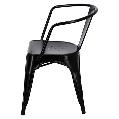 Kovová židle Paris Arms černá do jídelny a kuchyně inspirovaná Tolix, industriální s područkami