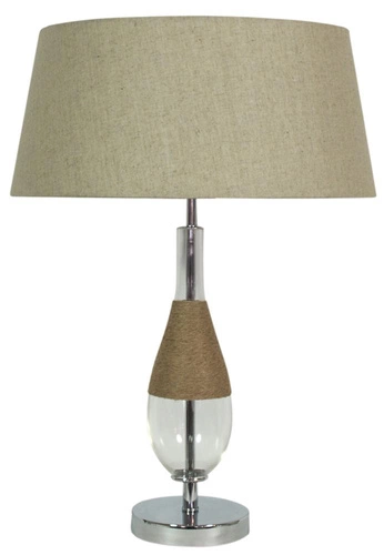 Stolní lampa Eco 1 béžová boho se skleněným stínidlem do ložnice a obývacího pokoje 61 cm