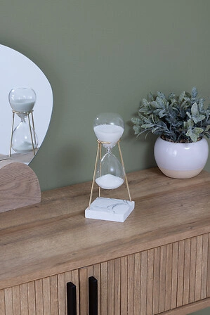 Přesýpací hodiny Olen 21cm sklo a mramorový podstavec z pryskyřice