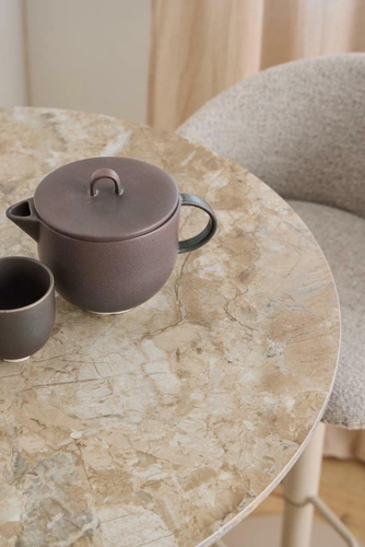 Barový stůl Malta kulatý do kuchyně keramika kašmír 80 cm Actona