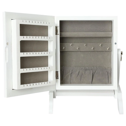 Stojací zrcadlo s organizérem na šperky Kristin bílé k toaletnímu stolku a do ložnice Atmosphera