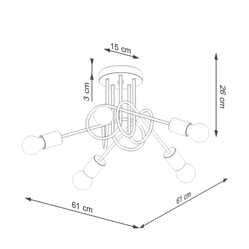 Lustr EMBER 5 černý dřevěný moderní do obýváku a jídelny SOLLUX LIGHTING