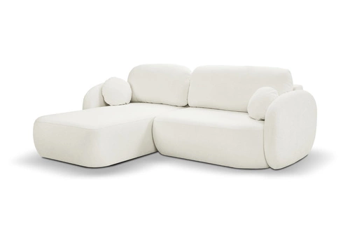 Rohová sedací souprava s rozkladem Salby levá bílá moderní do obýváku s úložným prostorem