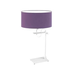 Noční lampička do ložnice Alaska moderní s fialovým stínidlem na bílém podstavci LYSNE