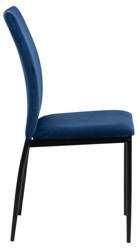 Actona Demina sametová modrá jídelní židle na černých nohách