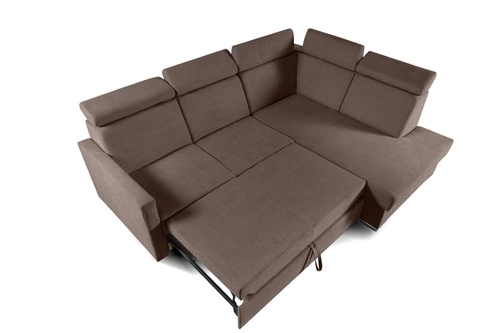 Rohová sedací souprava s rozkladem do obýváku Mils XL pravá moderní hnědá Intesi