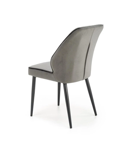 Čalouněná jídelní židle z šedého sametu Alice Intesi moderní s černými nohami