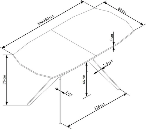 Rozkládací jídelní stůl Stavio dub zlatý černé nohy moderní industriální Intesi