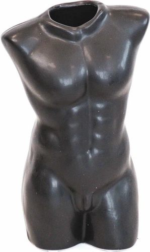 Černá keramická váza Mužský Tors moderní dekorace do obýváku HV decor 24 cm