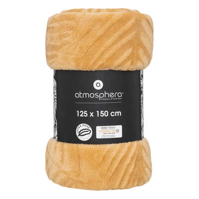 Flísová deka Zoa hřejivá a měkká na pohovku do obýváku žlutá 150x125 cm