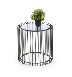 Konferenční stolek Minera kulatý skleněný černý moderní do obývacího pokoje 45 cm Intesi