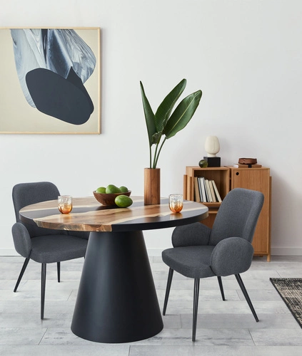 Čalouněná jídelní židle Labby tmavě šedá s područkami loftová do jídelny a obýváku Intesi