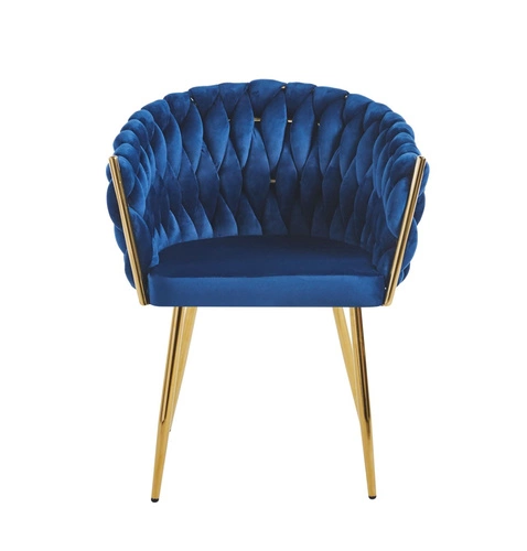 Čalouněná jídelní židle Malaya Velvet Intesi modrá glamour se zlatými nohami