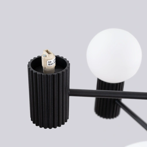 Moderní černý lustr HALO 6 stropní svítidlo do obýváku a jídelny hliník