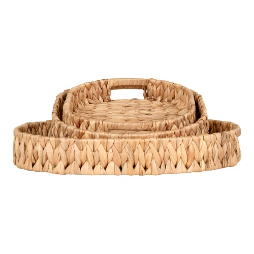 Estoril sada 3 kulatých dekorativních podnosů z vodního hyacintu House Nordic