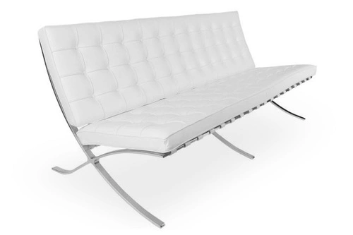 Moderní bílá trojmístná pohovka Ba inspirovaná Barcelona z ekokůže do obýváku