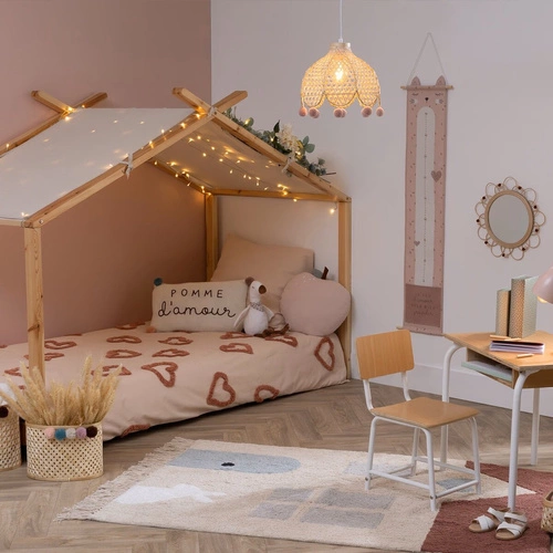 Bambusové stropní svítidlo Atmosphera boho s třásněmi, nastavitelné do dětského pokoje