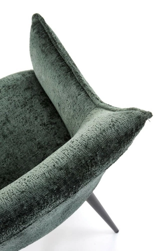 Čalouněná jídelní židle Arhiza zelená s područkami moderní na černých nohách