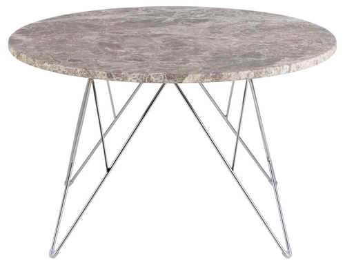Konferenční stolek Prunus kulatý 80 cm mramorový šedý chrom moderní do obýváku Actona