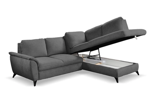 Rohová sedací souprava s rozkladem Nevada šedá moderní do obýváku pravá s úložným prostorem