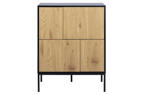 Komoda Seaford černá přírodní dub 80 cm industriální na nožkách do obýváku Actona