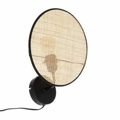 Nástěnná lampa Olme boho černá ratanová s vypínačem do ložnice a obýváku Atmosphera