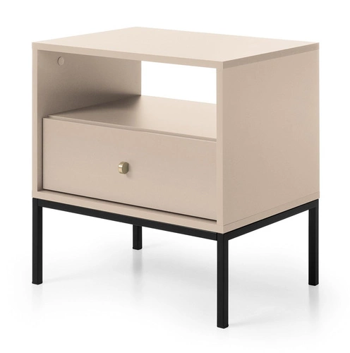 Noční stolek béžový 54 cm se zásuvkou na vysokých nohách Evora Intesi moderní styl