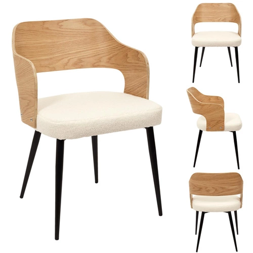 Jídelní židle Roki Intesi čalouněná bouclé béžová s područkami moderní