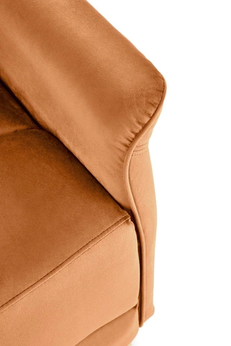 Rozkládací křeslo do obýváku Karlin Velvet skořicový samet s USB moderní ušák Intesi