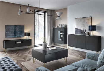 Široká komoda Marbren černá