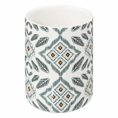 Bílý moderní kelímek na zubní kartáčky z dolomitu do koupelny 5five