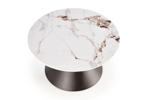 Konferenční stolek Javin M kulatý bílý mramor 80 cm moderní glamour do obýváku Intesi