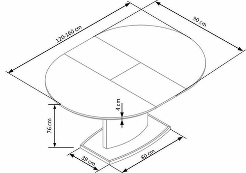 Rozkládací kulatý jídelní stůl Deric bílý moderní 120-160 cm Intesi