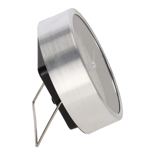 Stříbrný moderní budík Quazi stolní hodiny do ložnice a kanceláře průměr 9 cm Intesi